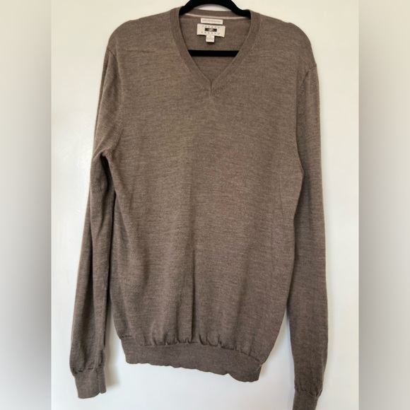 Extra Fine Merino Wool | Joseph Abboud V-Neck Sweater - Taupe - Picture 1 of 5